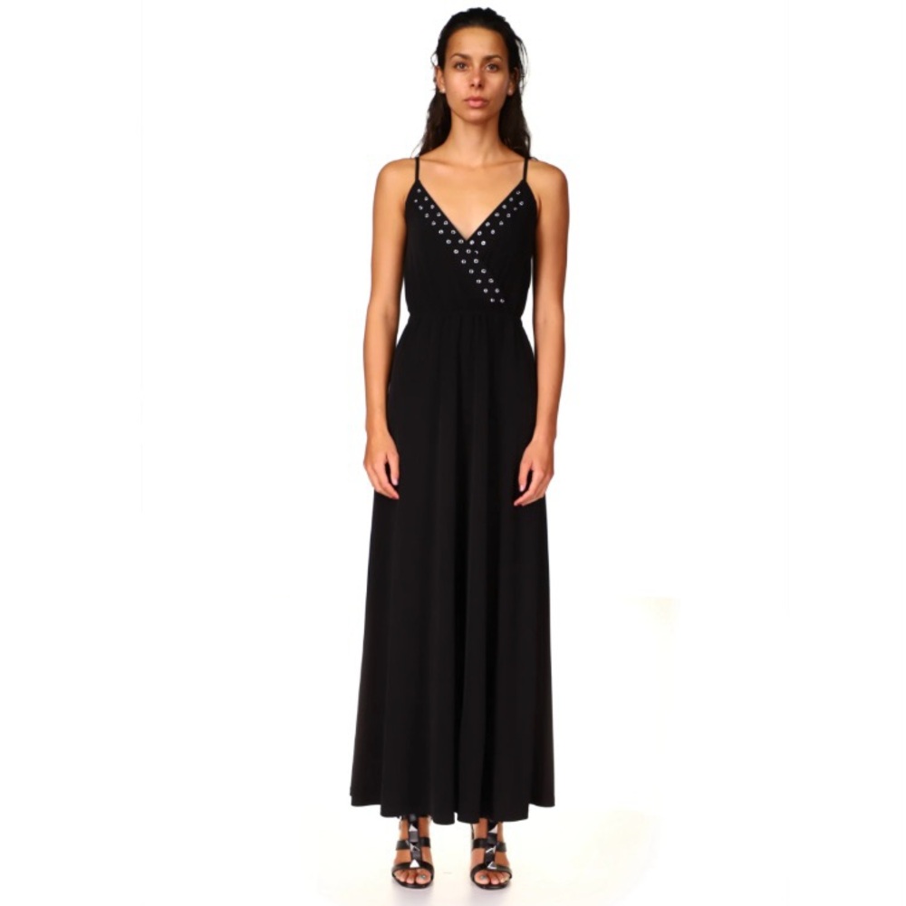 Michael Kors Grommet Embellished Black Maxi Dress - Picture 2 of 12